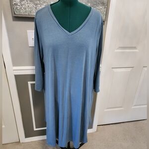 Women's Blue V-Neck Top